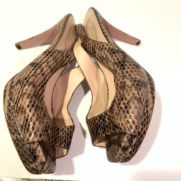 Elie Tahari Womens Brown Snakeskin Peep Toe Shoes Heels Size US 9.5 - Picture 7 of 11